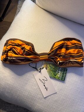 Striped Bamba Swim Top in Orange and Brown - Signature